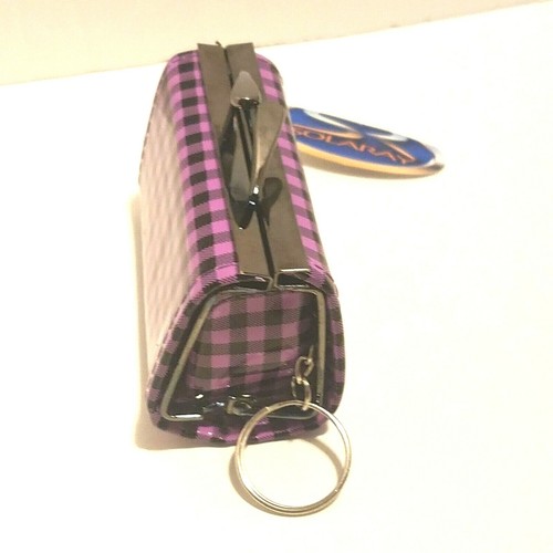 Solaray Llavero Cartera Lápiz labial 3 1/4""x2 x 1,5"" Púrpura a Cuadros - Imagen 6 de 12