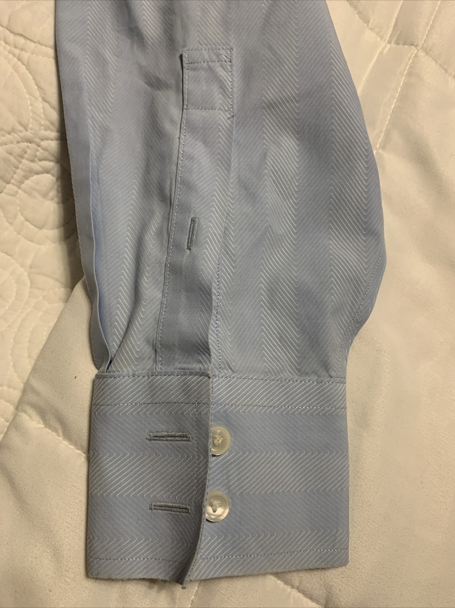 Murano Gold Label Non-Iron Long SLV Dress Shirt Size 16 1/2 X 34 Blue