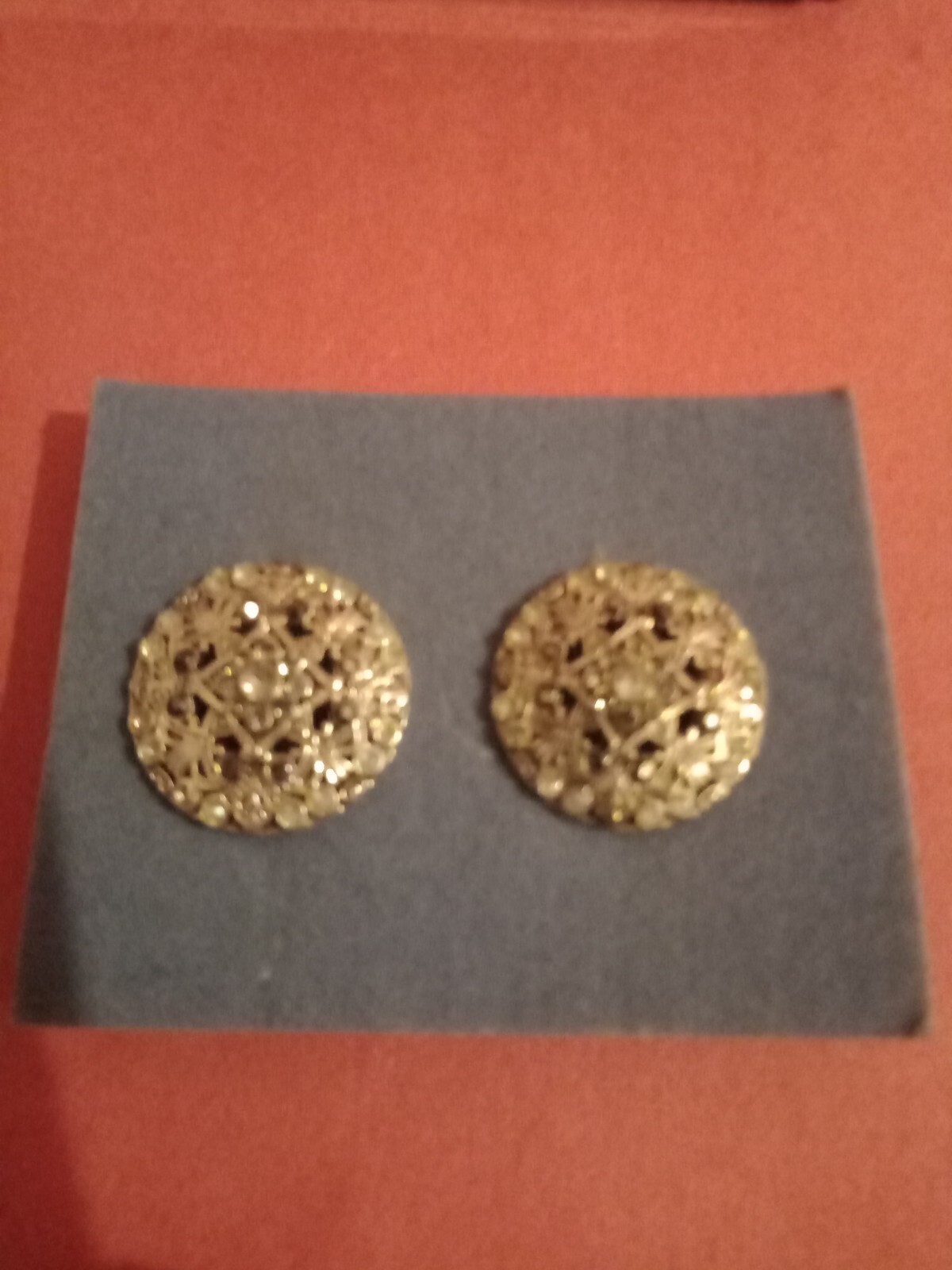 Avon Vintage Silvertone Scrollwork Button Clip On… - image 1