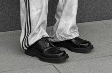 Men's New Fashion British Square Toe Lace up Faux Leather dress Formal Shoes