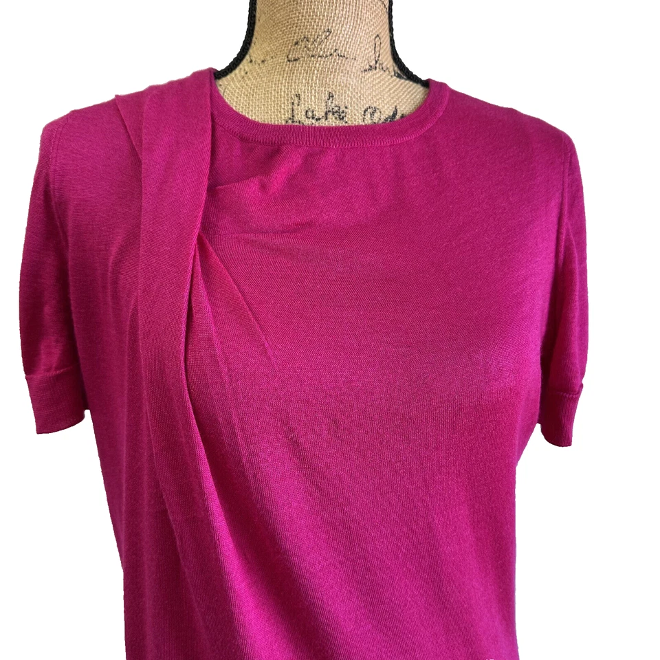 Gucci Fuchsia Short Sleeve Wool/Cashmere/Silk Blend Crew Neck Sweater Sz XL - Image 2 of 4