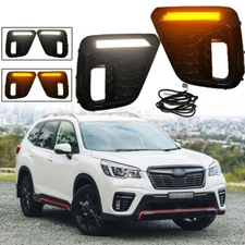 For 2019-2021 Subaru Forester Pair Double Color LED Fog Lights Turn Signal Lamps