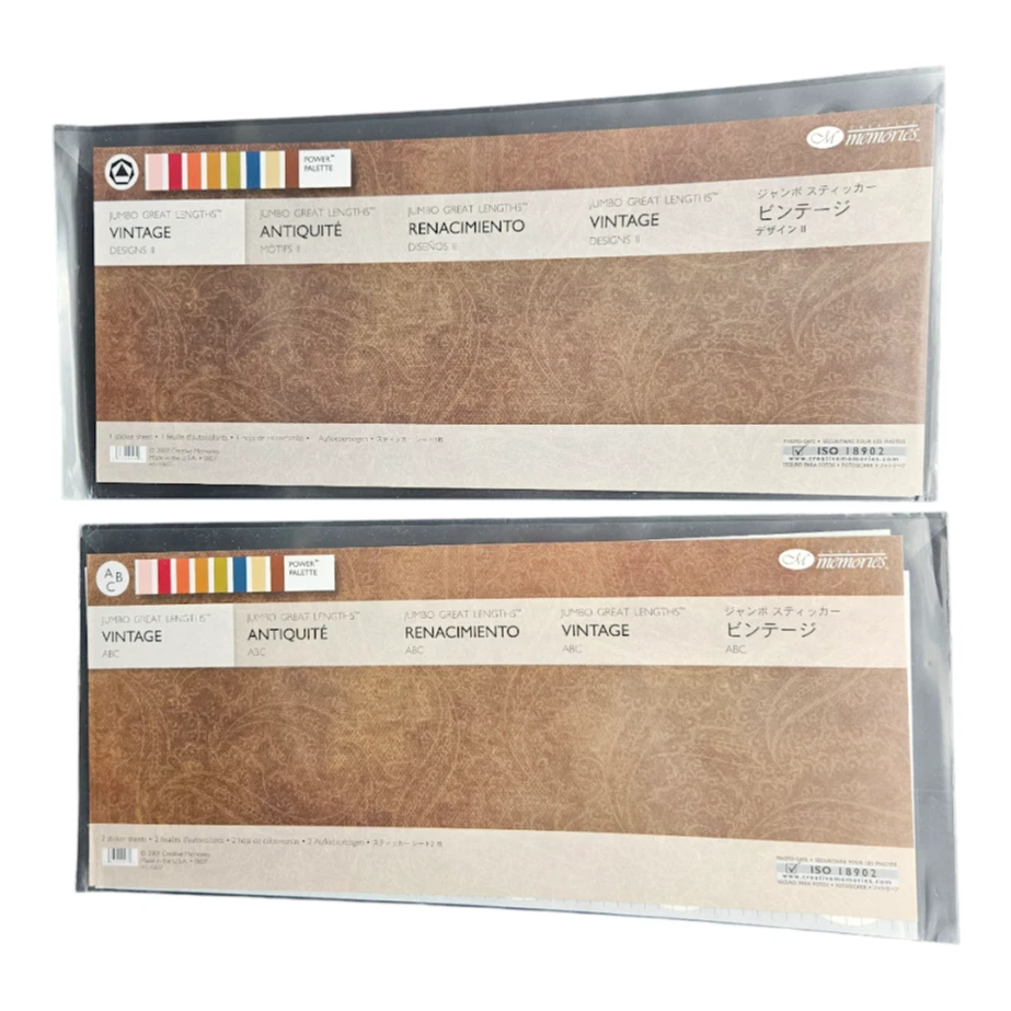 Pack de 2 pegatinas Creative Memories Jumbo grandes longitudes vintage ABC y diseño II Foto 2 de 2