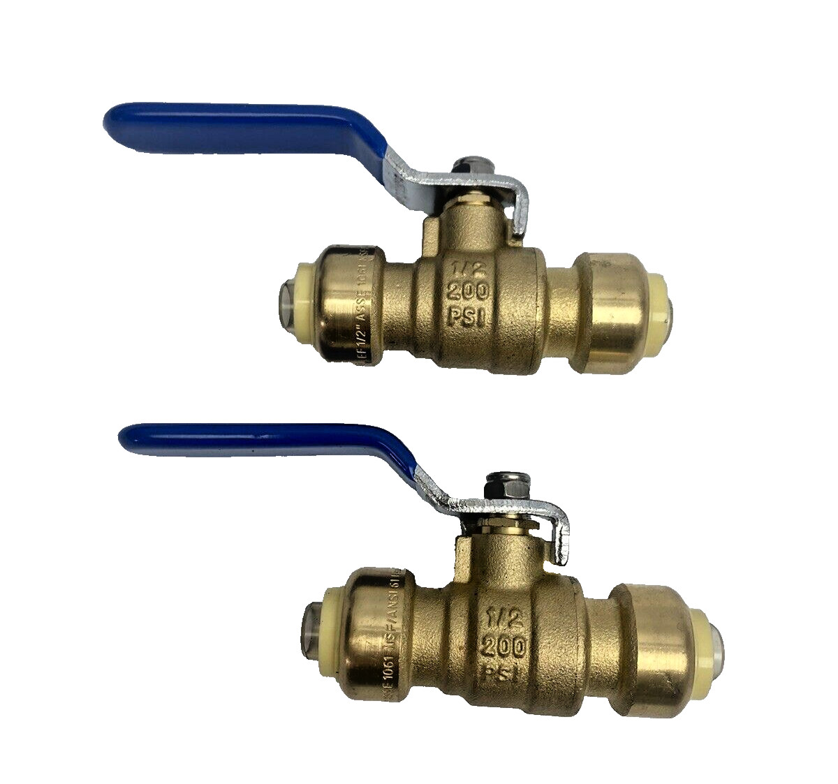 Lot Of 2, EF 1/2" NSF/ANSI 61 Push Fit Ball Valve Blue, LF COPPER CPVC PEX, 200P