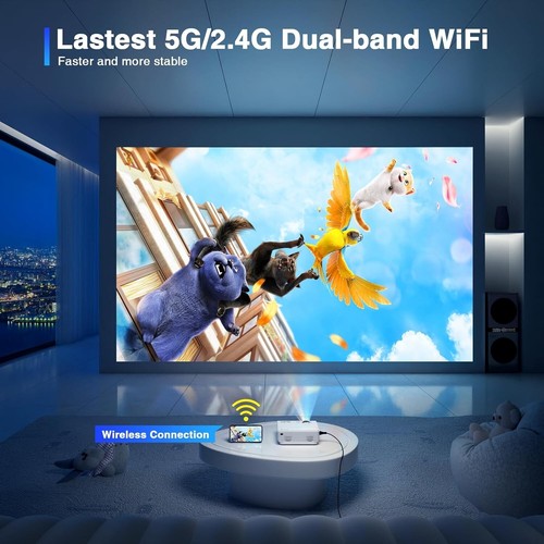 Mini Projector 2024 Upgraded WiFi Bluetooth Projector Portable Projector HD 10 - Picture 2 of 8