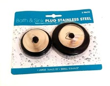 Bath & Sink Plug Chrome With Rubber HEAVY DUTY Two Sizes,