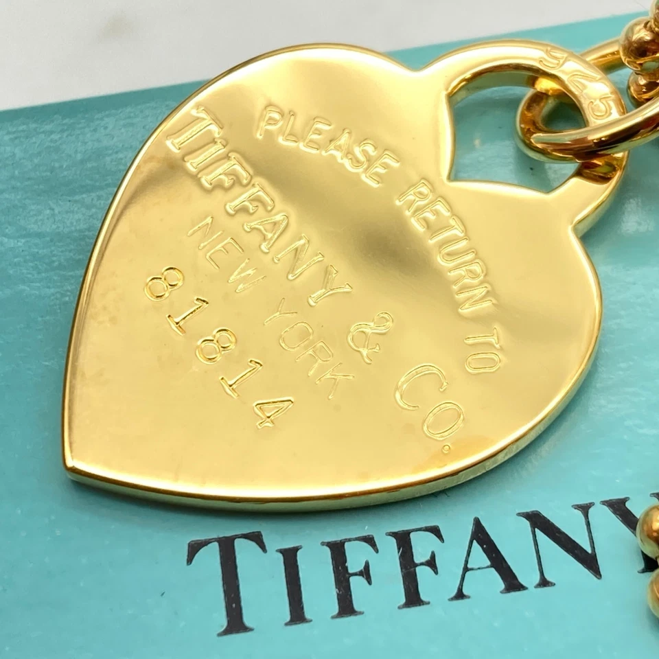 Tiffany & Co Gold Plate Return to Heart Tag ball chain Necklace 32" silver 22.3g - Image 3 of 4