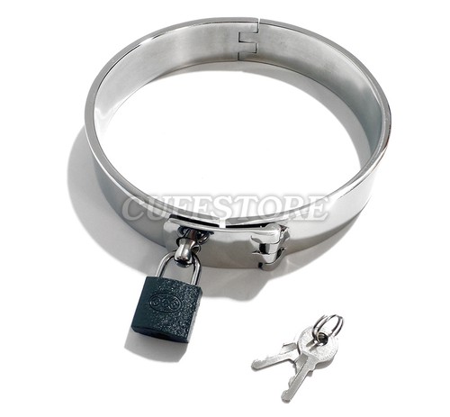 18" Eternity Collar Front Padlock Locking High Quality Stainless Steel Necklace - Picture 6 of 10
