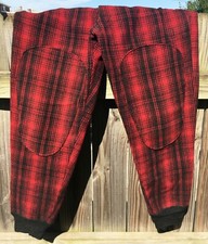 Vintage 1930s WOOLRICH Buffalo Plaid Red Wool Hunting Trousers Pants Insulated