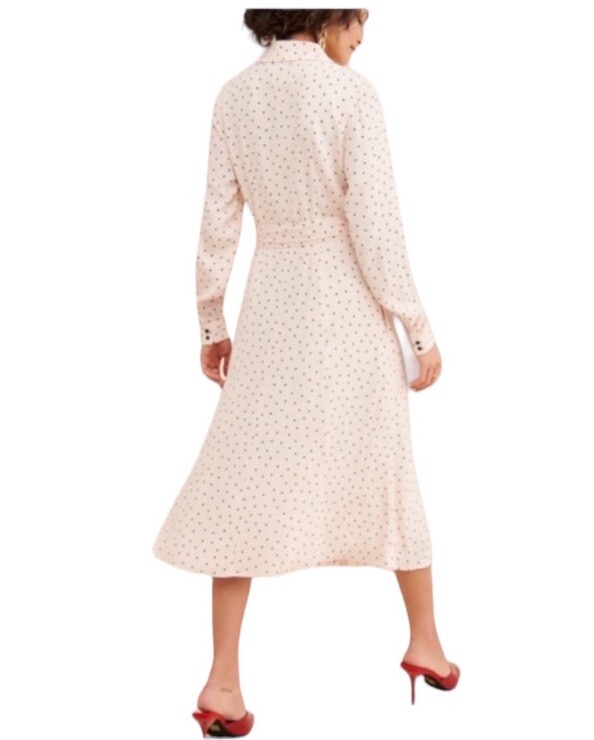 GAL MEETS GLAM POLKA DOT LONG SLEEVE MIDI SHIRTDRESS IN LIGHT PINK SIZE 2 |  eBay