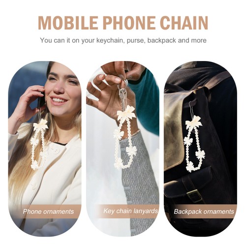 Pearl Smycz telefoniczna Bransoletka Kokarda Charm Telefon komórkowy Pasek na rękę - Zdjęcie 5 z 12