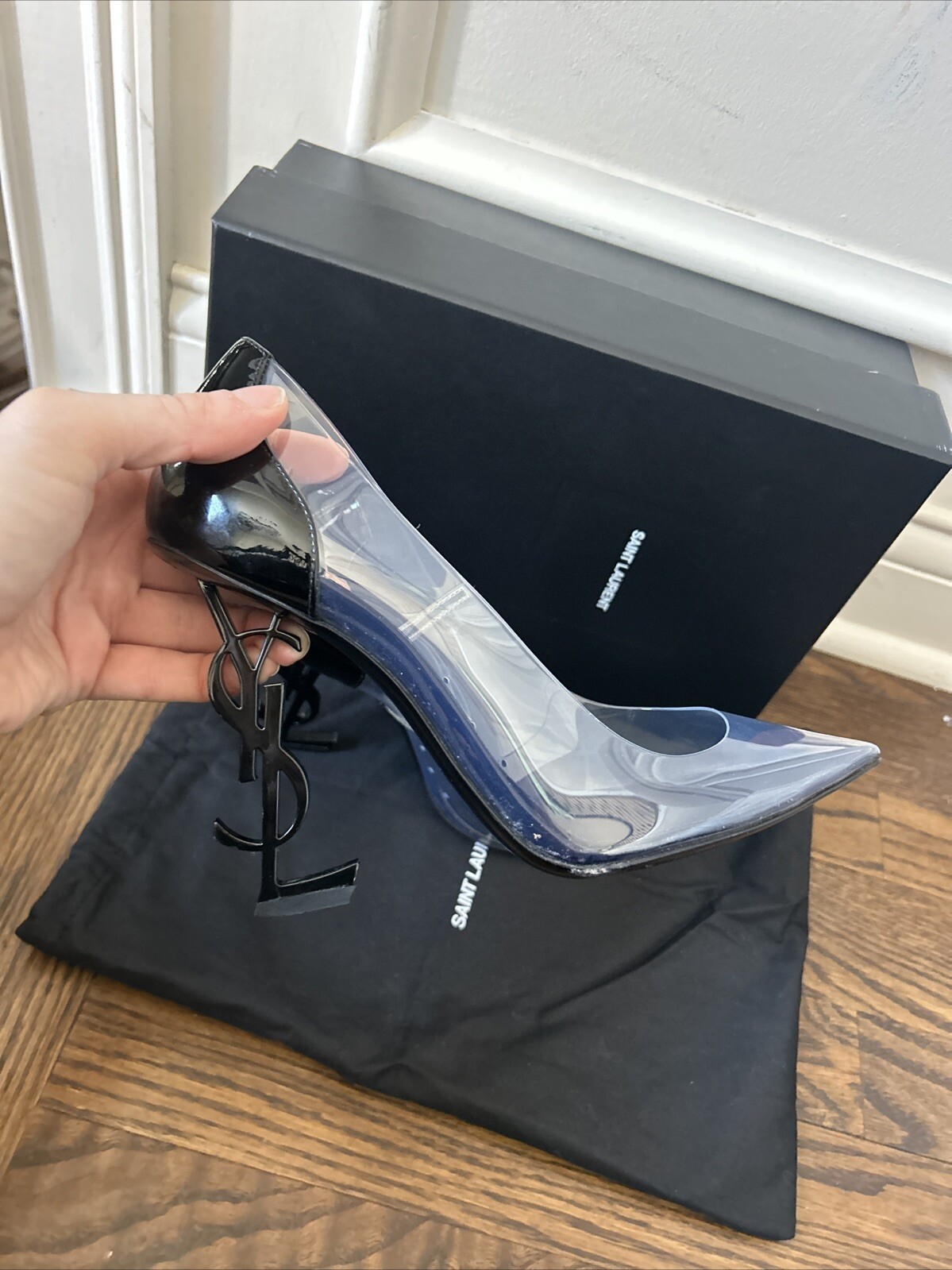 Pompa Saint Laurent Opyum 110 YSL EU 39 5 US 9 5 trasparente PVC tacco alto