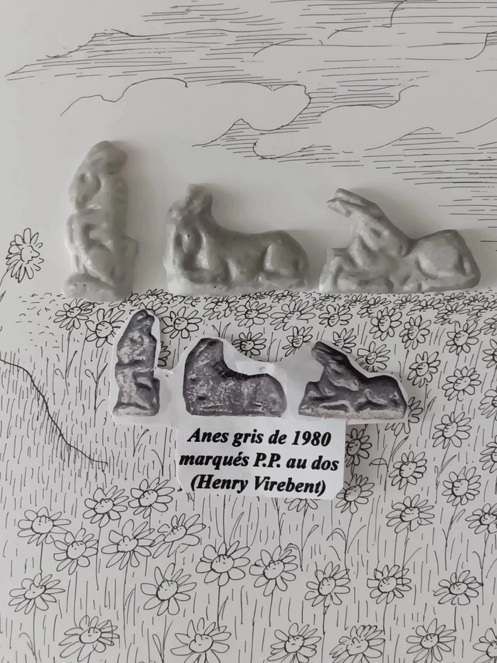 FEVES PAUL POILANE LES 3 ANES GRIS Série complète 1980 Manufacture VIREBENT - Photo 4/4