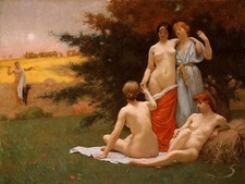 Sheaf field nude girl by K. Cox Tile Mural Bathroom Wall Backsplash Ceramic 10x8