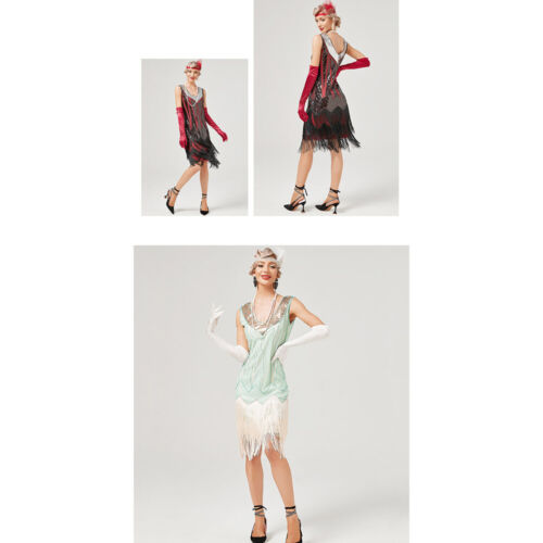 Damen 1920 20er / 30er Jahre Gatsby Kostüm Kleid Flapper Fransen Party kleid DEU - Bild 20 von 25