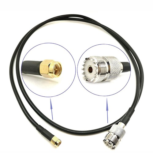 1 metr żeńskie UHF PL259 SO239 na wtyczkę SMA przedłużacz adapter pigtail kabel RG174 - Zdjęcie 2 z 9