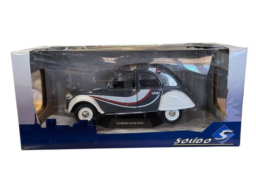 Solido Citroen 2CV6 CHIC 1982 Gray White Red Collector's Scale Model Car 1:18