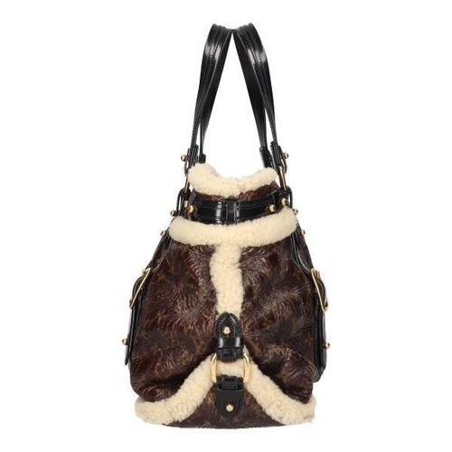 LOUIS VUITTON M95573 Thunder Monogram Shearling Boa Mouton Tote Bag LV Auth JP - Picture 4 of 9