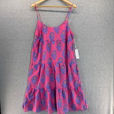 J. Marie NEW Size Large Piper Midi Dress Pink Purple Floral Skinny Straps Tiered