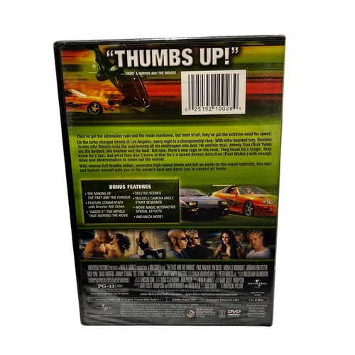 The Fast and the Furious (DVD, 2001) Vin Diesel, Paul Walker New D19 - Picture 2 of 2