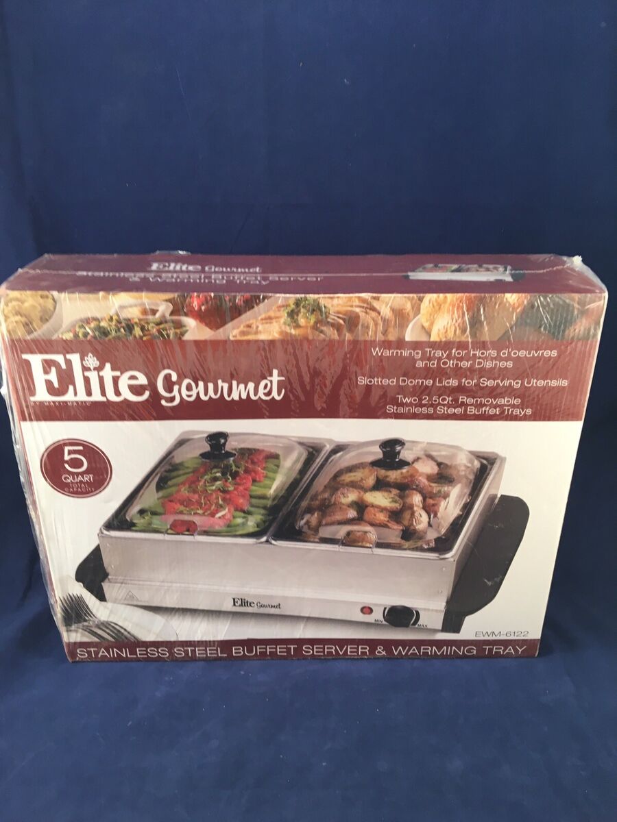 Elite Gourmet EWM-6122 Dual 2 x 2.5 Qt. Trays, Buffet Server, Food