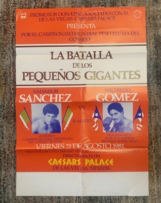 Salvador Sanchez vs Wilfredo Gomez 1981 Original Folded Poster In Spanish;22x32