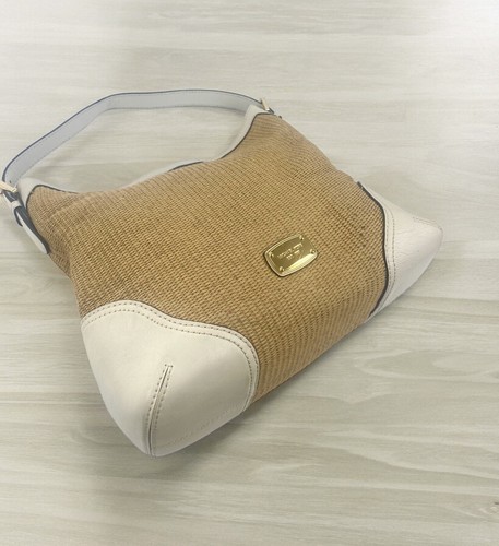 Michael Kors Millbrook Wicker Straw Ivory Leather Hobo Shoulder Bag - Picture 2 of 19