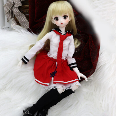 1/4 BJD Doll Full Set SD Cartoon Girl Ball Jointed Doll Body Face up Eyes Wig
