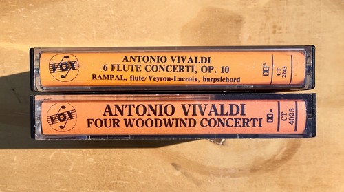 Vivaldi 4 Woodwind Concerti & 6 Flute Concerti Cassette Tapes by Vox Vtg. & Rare - Picture 3 of 4