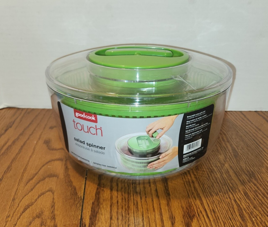 Salad Spinner, Good Cook 20515 Touch Control, Green New-image