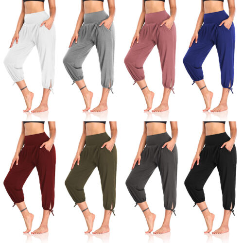 Womens Capri Pants Casual 3/4 Length Joggers Summer Yoga Sweatpants Trousers §