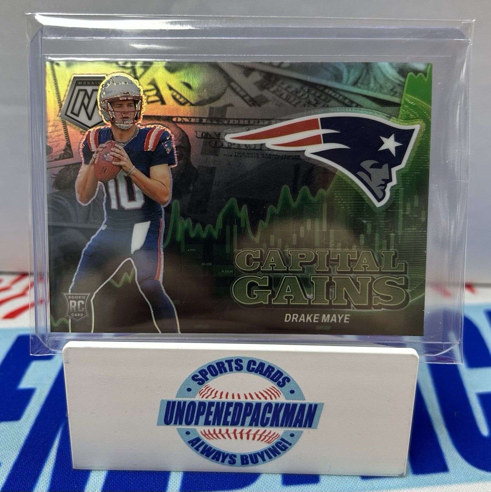 2024 Panini Mosaic Drake Maye Capital Gains Silver Prizm