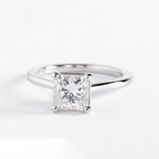 2.00 Ct Simulated Diamond Engagement Excellent Ring 14K Solid White Gold 5