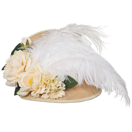 Viktorianischer Damen Blumen Feder Hut Flachhut Fascinator für Tee Party Kleid - Bild 8 von 20