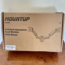 MOUNTUP Dual Monitor Wall Mount Fully Adjustable Polished Aluminium New Open box