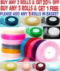 Organza Ribbon, 12mm width Many Colours BUY 2 & GET 1 FREE must Add 3 in basket