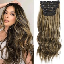 20 Inch Clip in Hair Extensions 4pcs Ash Brown Mixed Ash Blonde Long Wavy Curly