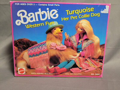 Barbie Collie Pet Dog 1989 turquoise Mattel marron blanc articulé posable vintage | eBay