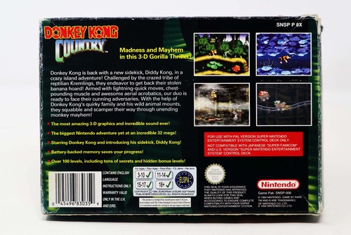 VINTAGE SUPER NINTENDO ENTERTAINMENT SYSTEM SNES DONKEY KONG COUNTRY GAME PAL - Foto 6 di 9