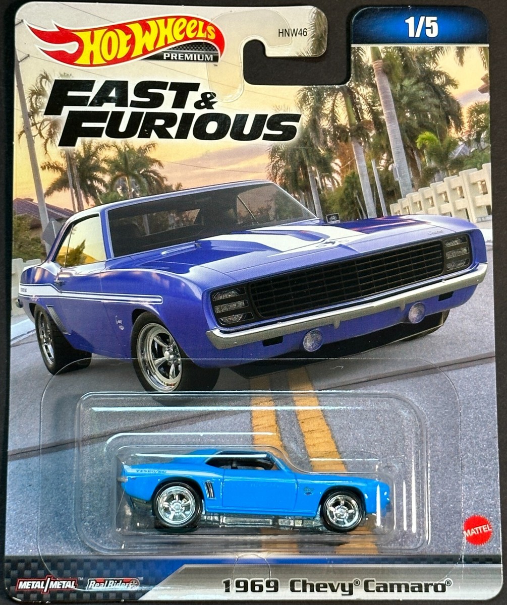 Hot Wheels 2023 Premium Fast & Furious Blue 1969 Chevy Camaro