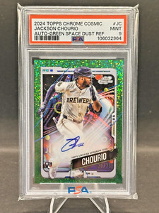 2024 Topps Chrome Cosmic Jackson Chourio RC AUTO /75 Green Space dust PSA 9