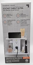 Sharper Image Socket Shelf 6 Power Outlet 2 Port USB Charger Surge Protector NIB
