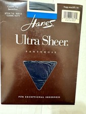 80s Hanes Absolutely Ultra Sheer Pantyhose Control Top 710 Clasic Navy D Hose
