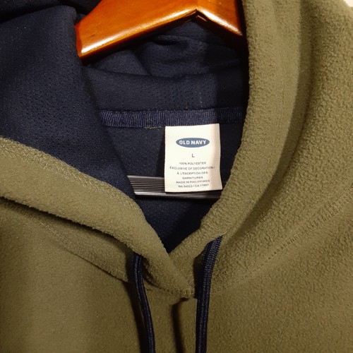 Old Navy 94 Mens Drawstring Athletic Pullover Hoodie Sz.Large/Green-Blue Stripe - Foto 4 di 9