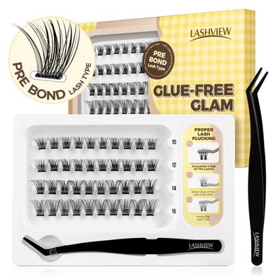 LASHVIEW Selbstklebende Wimperncluster Wimpern Press on Lashes 10-16 mm