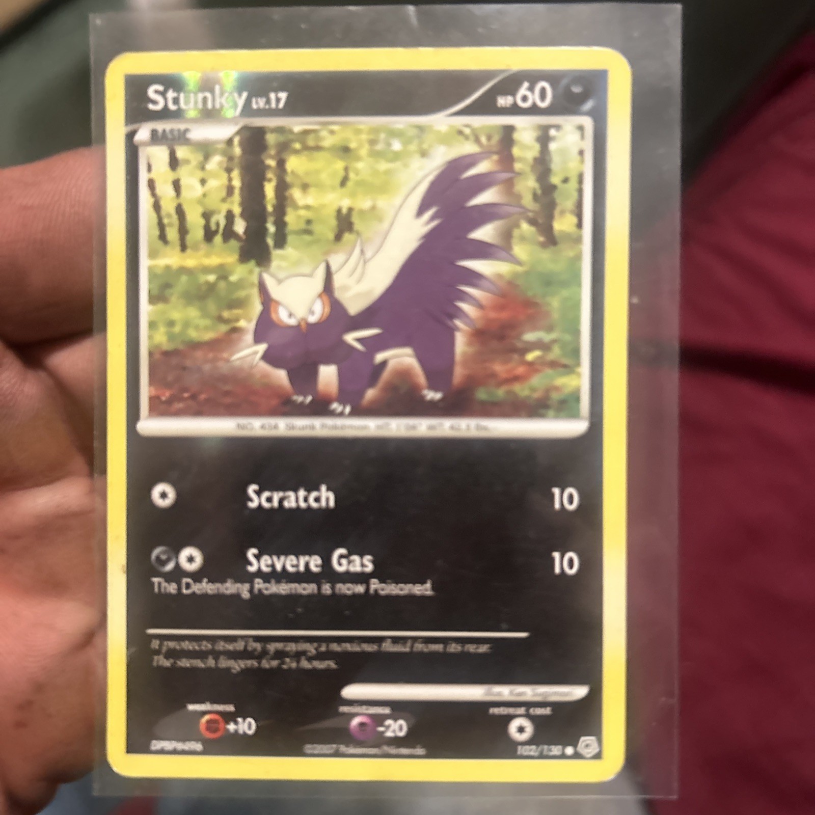 Stunky 102/130 REVERSE HOLO Pokemon Diamond & Pearl Base Set LP 2007