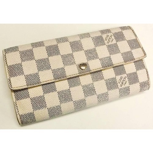 Used [17-6] LOUIS VUITTON Damier Azur Portefeuille Sara Zippered Wallet N61735