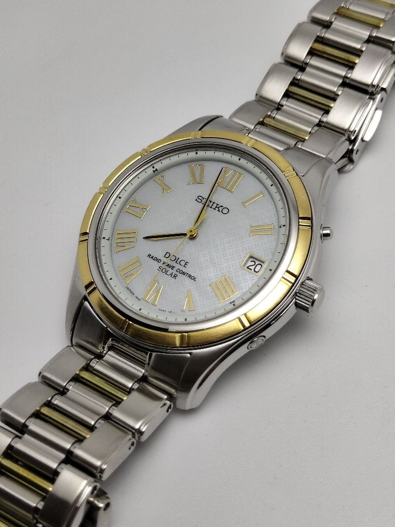 最終値下げ　美品SEIKO セイコー　ドルチェ　7B22-0AE0 メンズ稼働品 SEIKO セイコー ドルチェ 7B22-0AE0 シェル文字盤 電波ソーラー