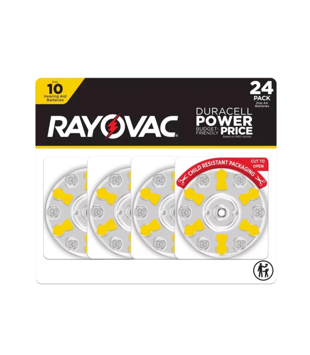 Rayovac Hearing Aid Battery Size 10 - 24pk - Yellow NEW !!!