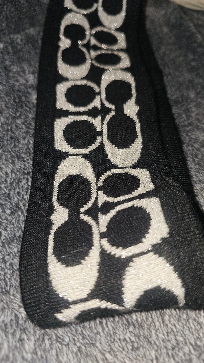 Coach Wool Blend Signature Monogram black/silver/white Patterned Knit Headband Coach | Accessories | Coach Signature Wool Knit Headband  main image 3